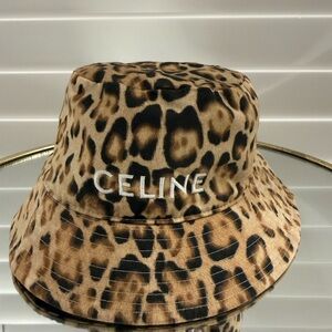 Celine Tan and Black Animal Print Hat Size Medium